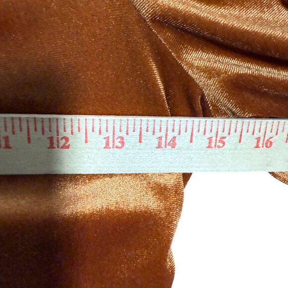 Poet Velvet Pleated Chest Square Neck Dress Women's Small Brown Party Charm - Picture 6 of 7